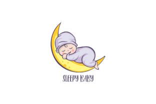 Sleeping Cute Baby Logo Designs Template Graphic By Dunia8103