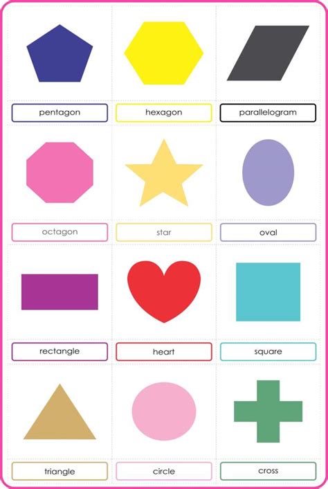 Geometric Shapes with Names Printable - Montessoriseries