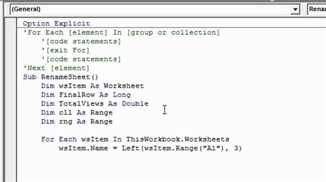 Excel Vba For Each Next Loop Youtube