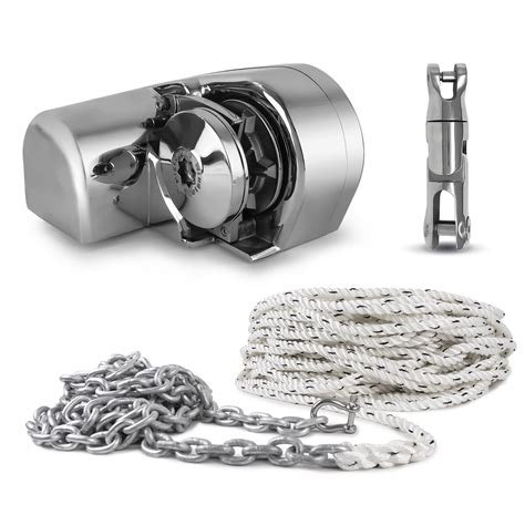 Five Oceans Atlantic 600 Horizontal Windlass 600w Kit W Nylon Three Strand Rope Chain With