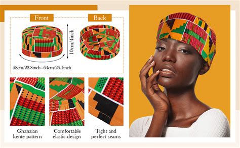 Jiuguva 2 Pcs African Kente Pattern Kufi Hat Kente Kufi Hat Men Hat And