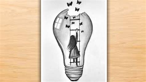 Drawing Inside Bulb Creative Light Bulb Drawing Pencil Sketch