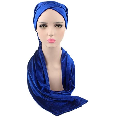 Luxury Pleated Velvet Turban Hijab Head Wrap Extra Long Tube Indian Headwrap Scarf Tie Tjm 38