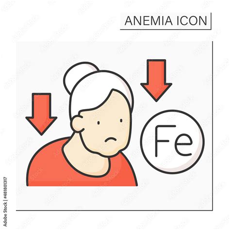 Anemia Color Icon Lack Of Iron In Adult Woman Immune System Low Life