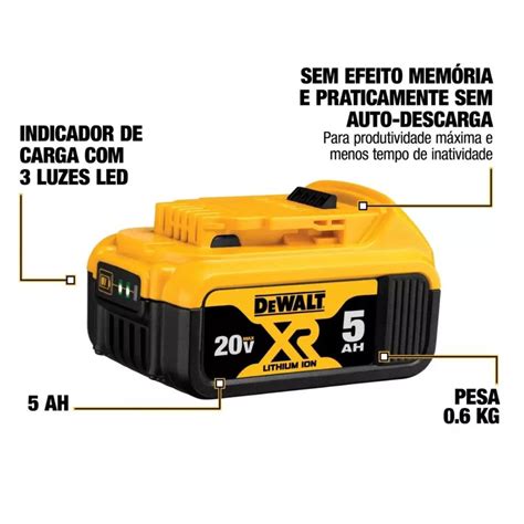 Kit 2 Baterias 20v 5ah Carregador Bolsa Dcb205c2k Br Dewalt Loja Brafer