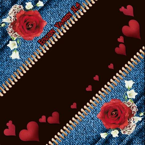 The Jeans Are Decorated With Red Roses And Hearts