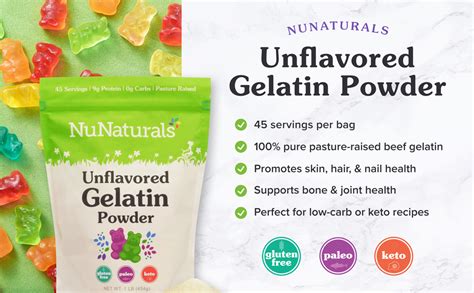 Nunaturals Premium Unflavored Beef Gelatin Powder 1 Pound Pack Of 1