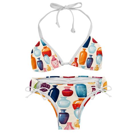 Bowling Swim Suit Women Bikini Set Detachable Sponge Adjustable Strap