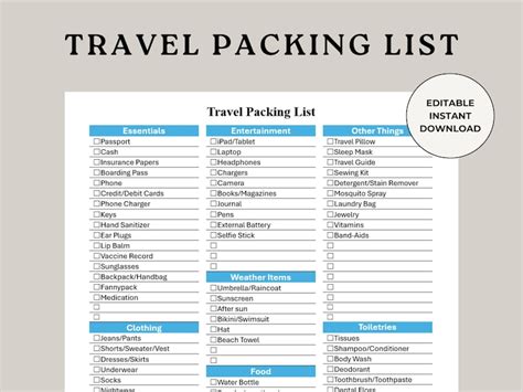 Travel Packing List, Cruise Packing List, Holiday Packing List, Packing ...