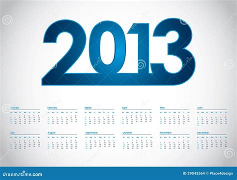 2013 Year Vector Calendar Stock Vector Illustration Of Annual 29043564