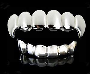 Hip Hop Silver Platinum Mouth Teeth Grills Grillz Upper & Lower Set New ...