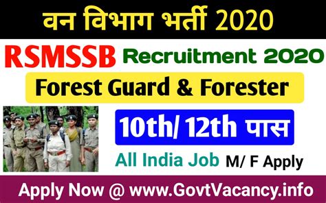 Rsmssb Forest Guard Recruitment Apply Online For Posts