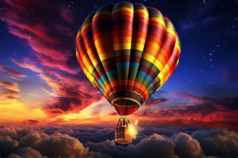 Premium AI Image Taking Flight A Captivating Hot Air Balloon Adventure