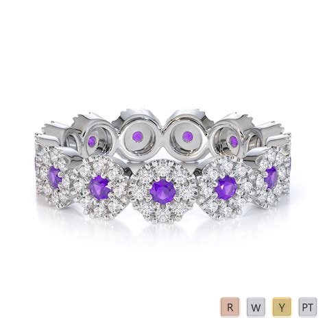 Gold Platinum Amethyst And Diamond Full Eternity Ring Rz1530