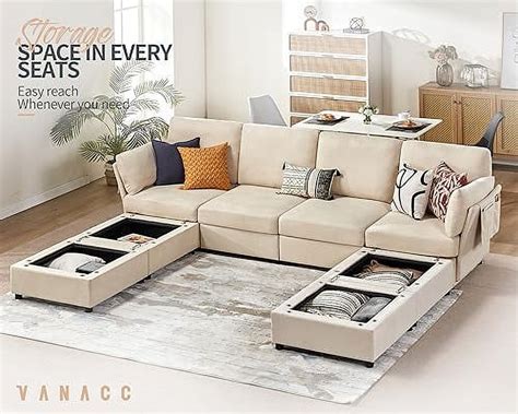 Papajet Modular Sofa Oversized Sectional Sofa U Shape 8 Seater Sectional Couch With Storage