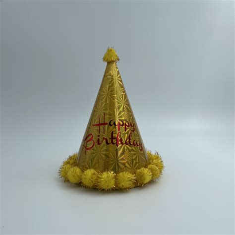 Gold HB Hat with Pom Poms – Party Town