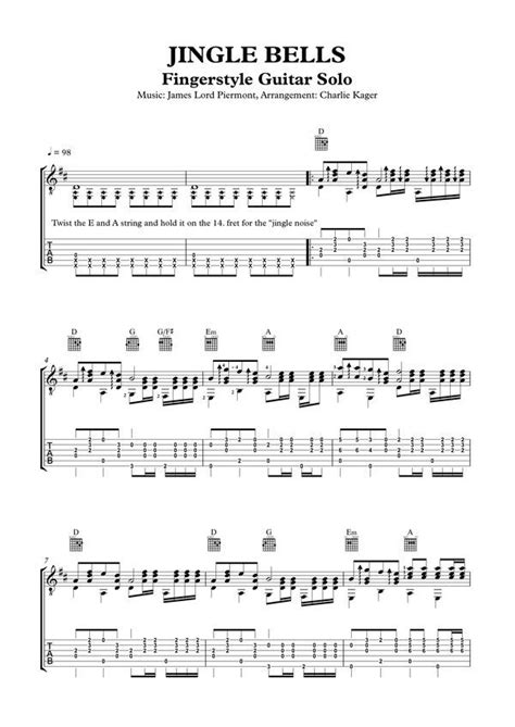 Jingle Bells 1 Free Tab And Score Fingerstyle Guitar Arrangement C