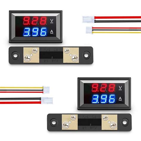 Diystudioデジタル電流計電圧計2pcs Dc100v 50aled電圧計電圧電流計ボルトアンプ青赤デュアルカラーディスプレイマルチ