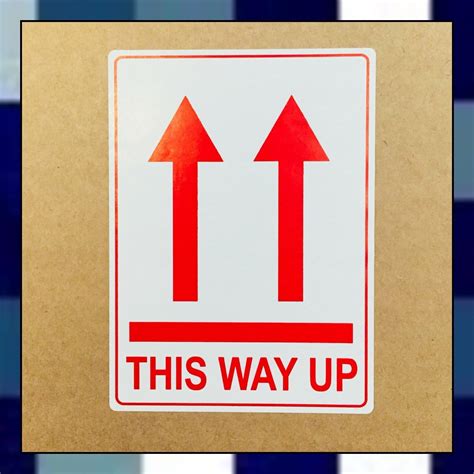 This Way UP Self Adhesive Labels X 500 Approx Label Size 74mm X 102mm