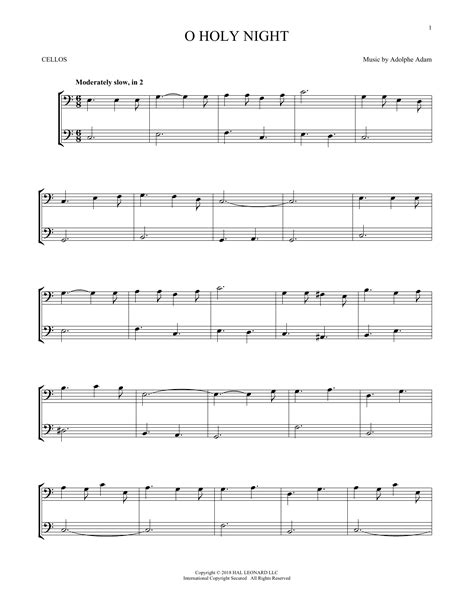 O Holy Night By Adolphe Adam Sheet Music For Cello Duet At Sheet Music