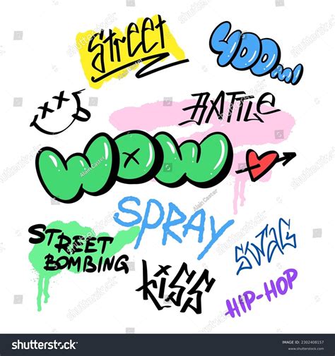 Street Graffiti Lettering Elements Grunge Style Stock Vector Royalty