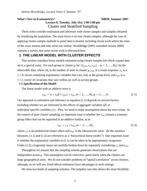 Pdf 1 The Linear Model With Cluster Effects … Linear Model With