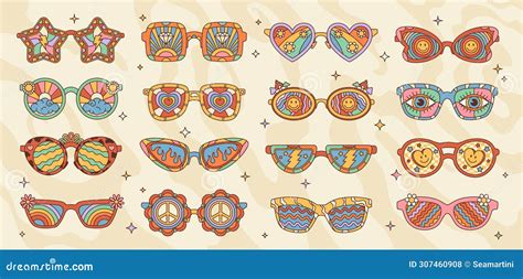 Retro Groovy Funky Sunglasses Hippie Eyewear Stock Vector