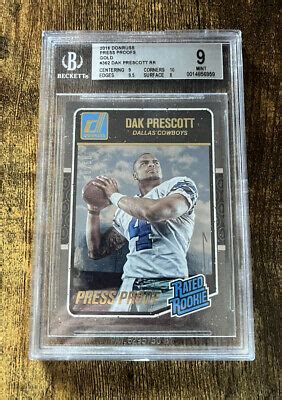 Donruss Dak Prescott Rated Rookie Press Proof Gold Bgs Mint