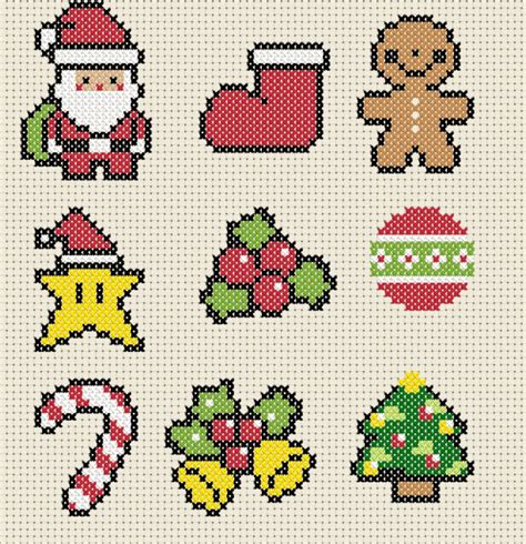 Mini Christmas Cross Stitch Patterns Easy Cross Stitch Etsy