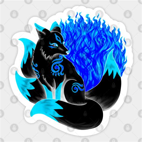 Black And Blue Kitsune Kitsune Fox Sticker TeePublic AU