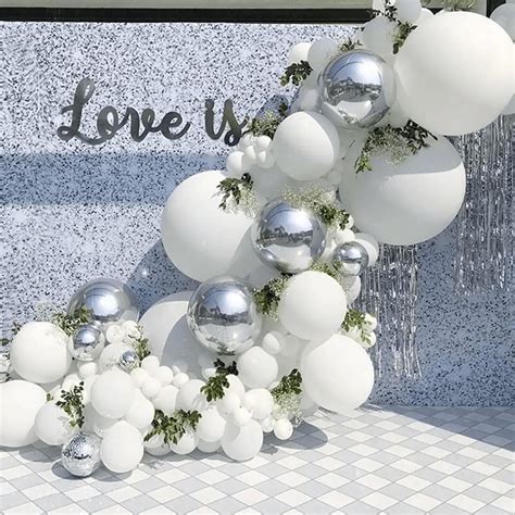 Party Ballons Latex Luftballons Mit Konfetti Weiss Silber 125 Tlg