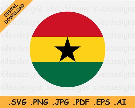 Ghana Round Flag Svg Ghanaian Circular Banner National Etsy Ireland