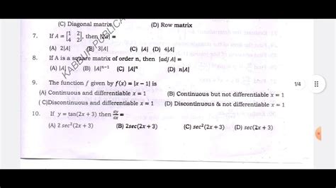 PUC II Year Maths 02 District Mid Term QP 2023 2nd PUC Mid Term QP