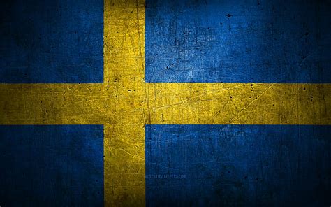 Swedish Metal Flag Grunge Art European Countries Day Of Sweden