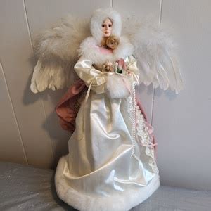 16 1/2 Porcelain Angel Tree Topper With Feathers - Etsy