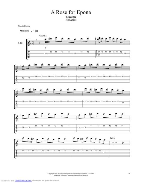 A Rose For Epona Guitar Pro Tab By Eluveitie Folk Music Guitar Download