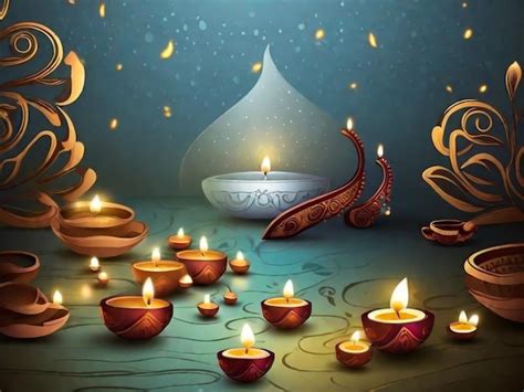 Premium AI Image | Diwali Lit Candles On A Table Finest Abstract Backdrop