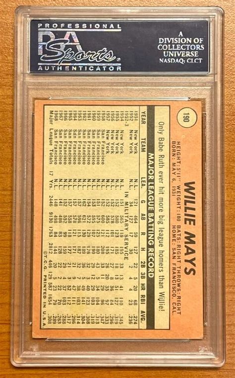 1969 Topps 190 WILLIE MAYS Signed PSA 4 Card PSA DNA Auto HOF EBay