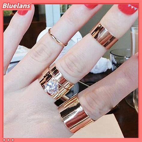 X Women S Men S Punk Stack Plain Above Knuckle Ring Midi Finger Band