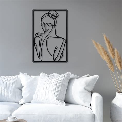 Mixweer 4 Pieces Metal Minimalist Abstract Woman Wall Art Line Drawing