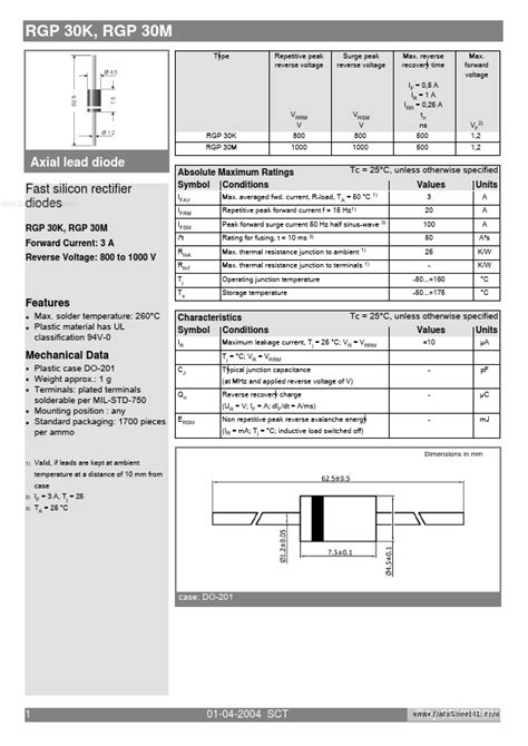 Rgp30m Semikron International Diodes Hoja De Datos Ficha Técnica Distribuidor Inventario Y