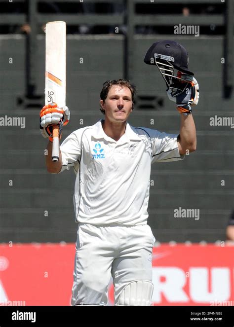 New Zealands Bj Watling Celebrates His Century Against India In The