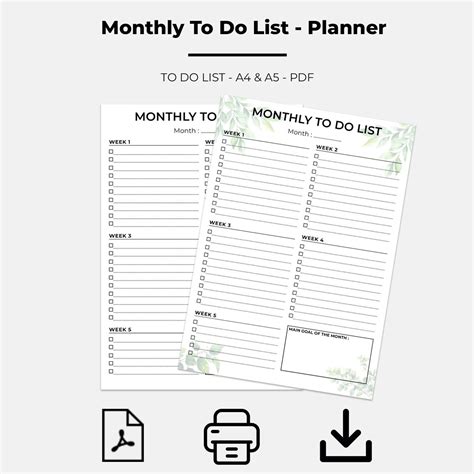 Printable Monthly To Do List Printable Monthly Task List Template To Do