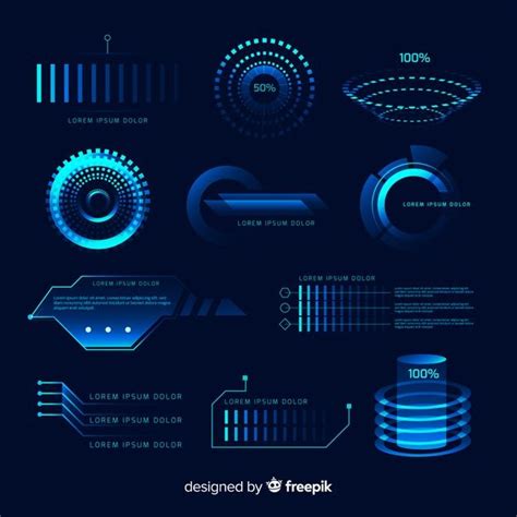 Free Vector Futuristic Holographic Infographic Element Collection