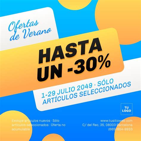 Ofertas De Verano Banner Personalizable Rebajas Verano Verano