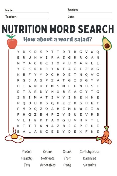 Nutrition Word Search Nutrition Activities Life Skills Lessons