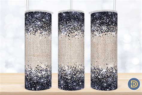 Fabric Black Glitter Oz Tumbler Wrap Graphic By Drizzle Designs