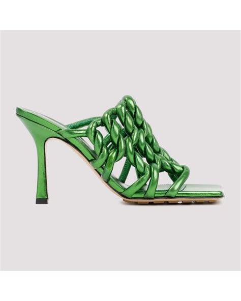 Bottega Veneta Stretch Mule Sandals Shoes In Green Lyst