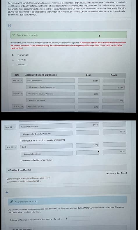 Solved On February Sandhill Company Had Accounts Chegg