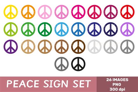 Peace Symbol/Sign Clipart Set, 26 Colors Graphic by Let´s go to learn ...